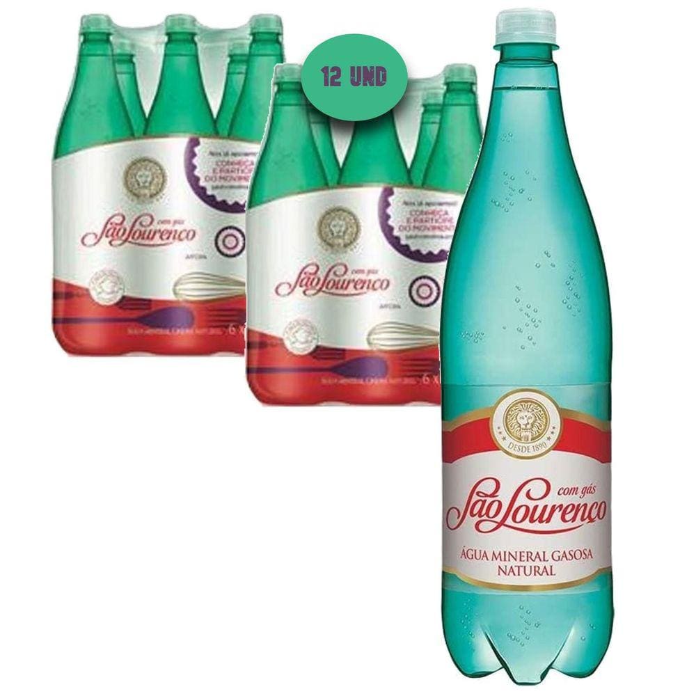 Água Mineral Com Gás Pet São Lourenço 1,26L  12 Unidades