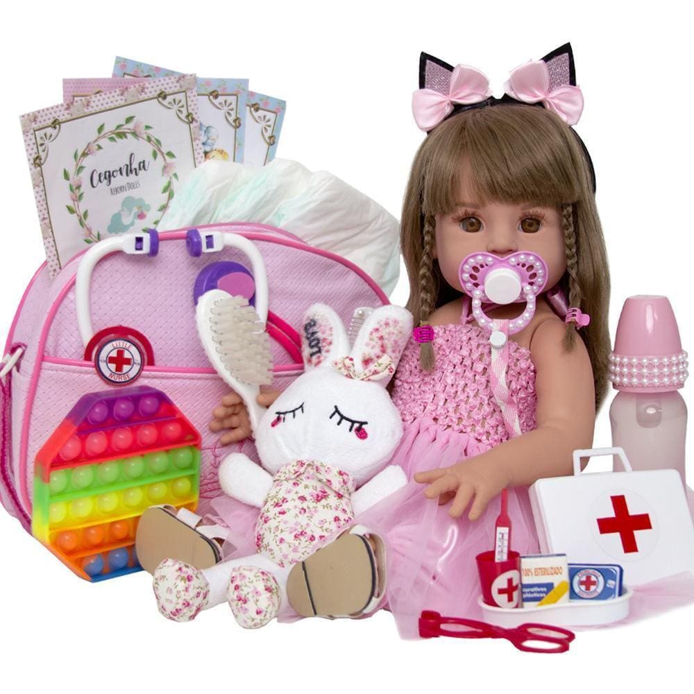 Boneca Bebe Reborn 100% Silicone Realista Luxo Com Itens