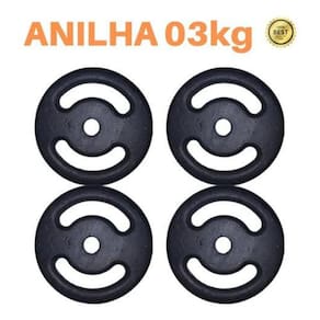 Kit 4 X Anilhas Super Premium De 3Kg Ferro Pintada