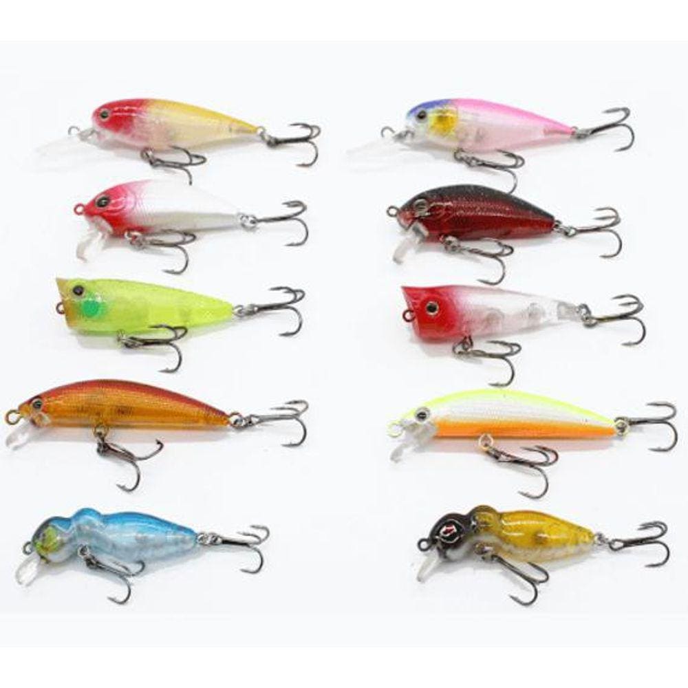 Kit 10 Mini Iscas Artificiais Para Tucunaré Traíra Tilapia
