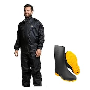 Capa De Chuva California Nylon Gg + Bota Solado Amarelo 42