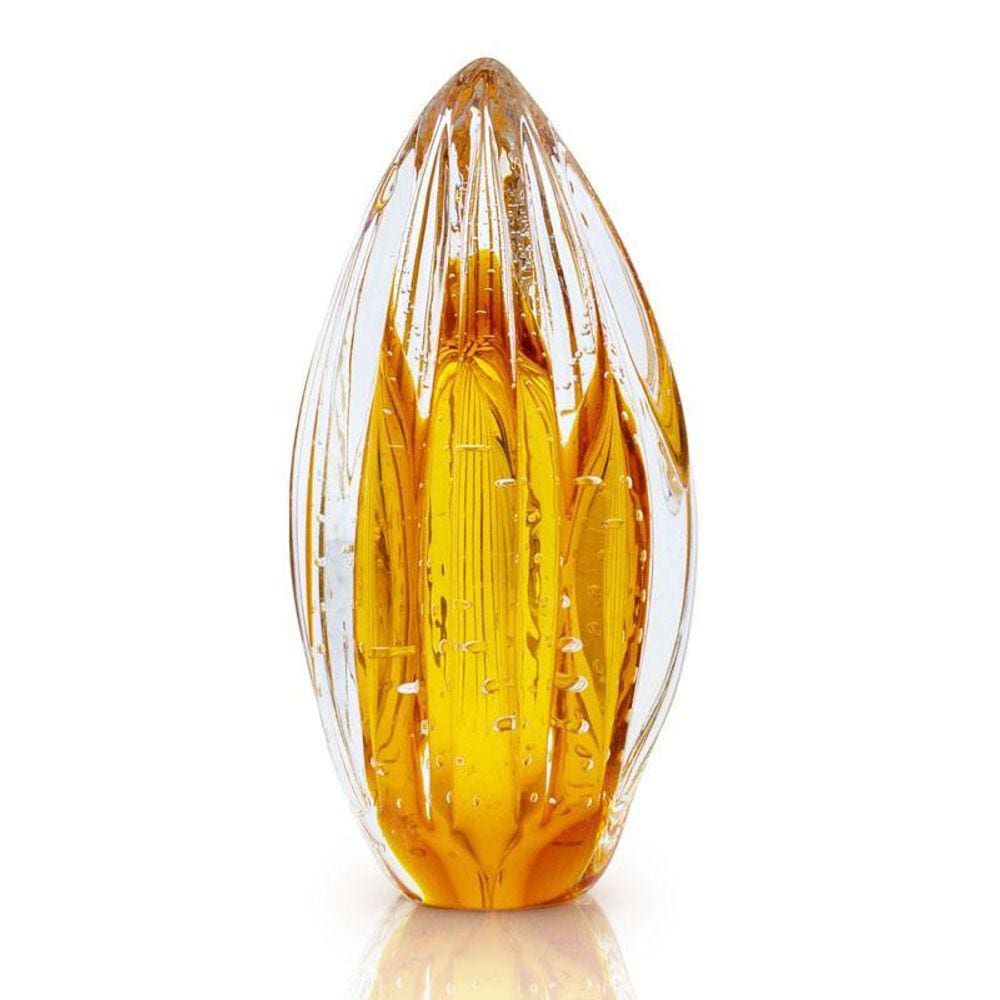 Vaso Pinha Em Cristal Murano Âmbar - São Marcos 20Cm