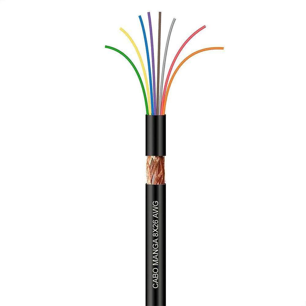 Cabo Manga 8X26 Awg - Com Blindagem Preto - 40 Metros
