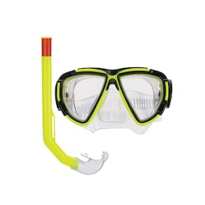 Kit Mergulho Adulto Com Mascara E Snorkel Piscina Amarelo