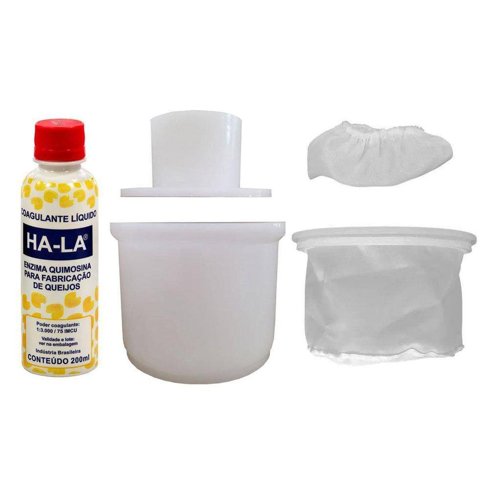 Kit Forma Queijo Minas Cp500 Prensa Dessorador Touca Coalho