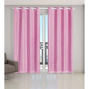 Cortina Voil Xadrez Sala, Quarto E Cozinha 5,00 X 2,50 Rosa