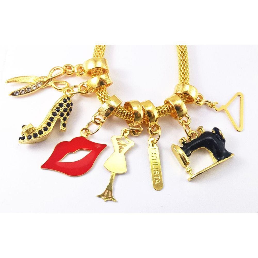 Pulseira Estilista Estilismo Moda Folheado A Ouro 18k