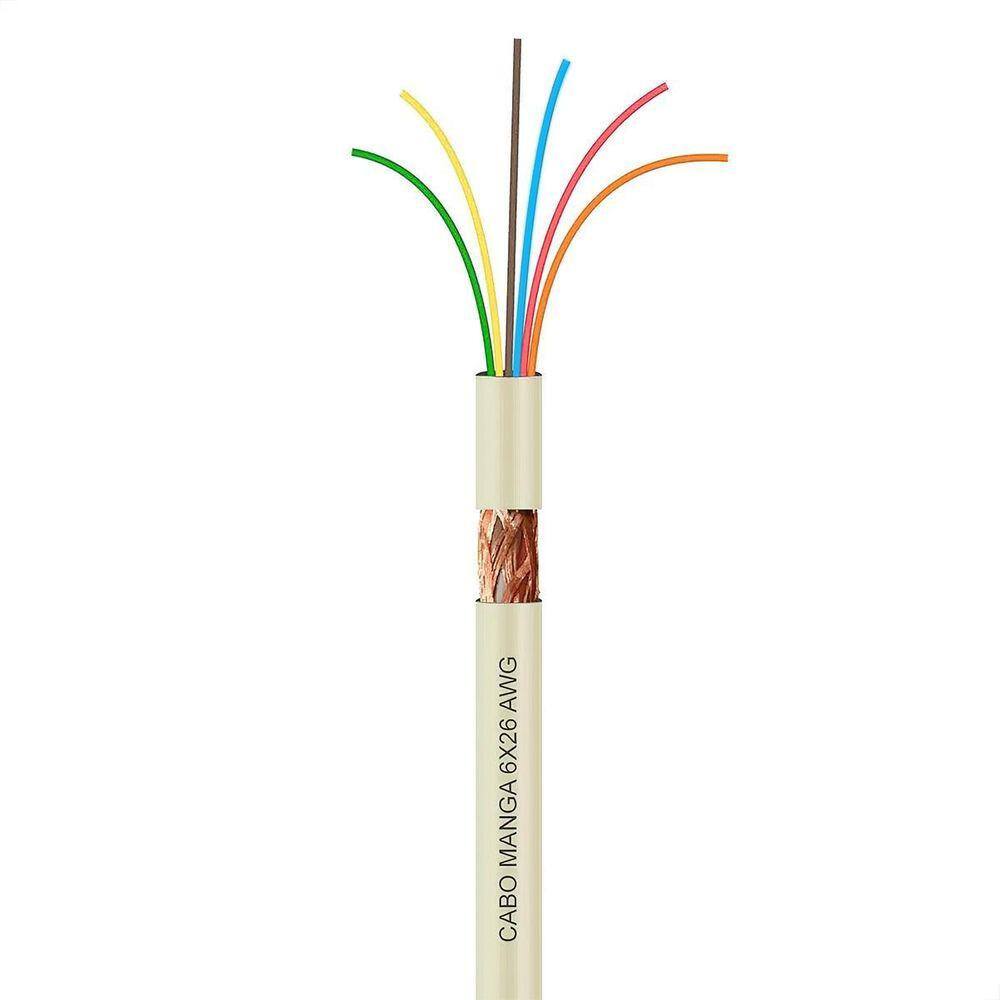 Cabo Manga 6X26 Awg - Com Blindagem Bege - 20 Metros