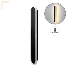 Kit 5 Arandela Acrilico Aluminio Preto Corredor Lavabo Lup97