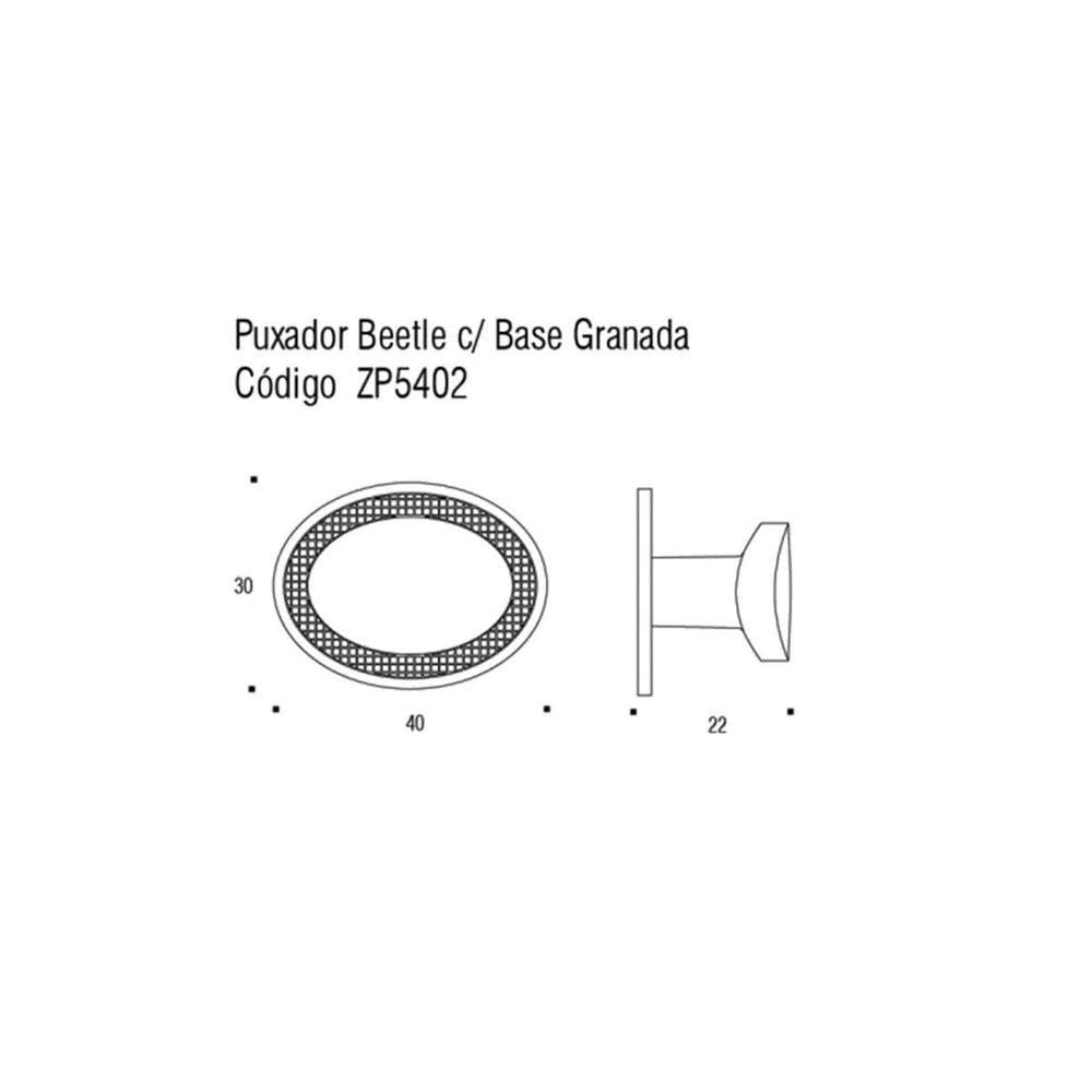Kit 3 Puxador Beetle Com Base Granada Zen Gold Brilhante