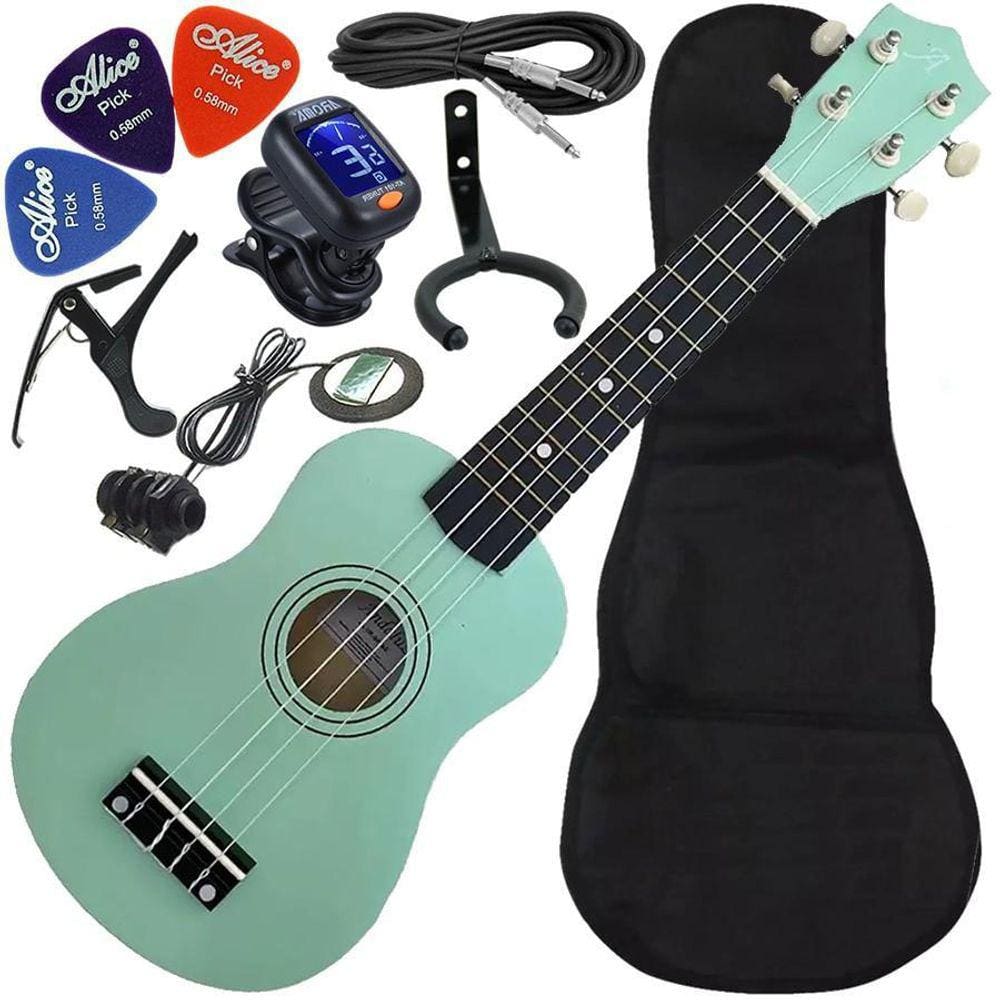 Kit Ukulele Soprano Elétrico Andaluz Uk-S01 Ag Verde Ux02