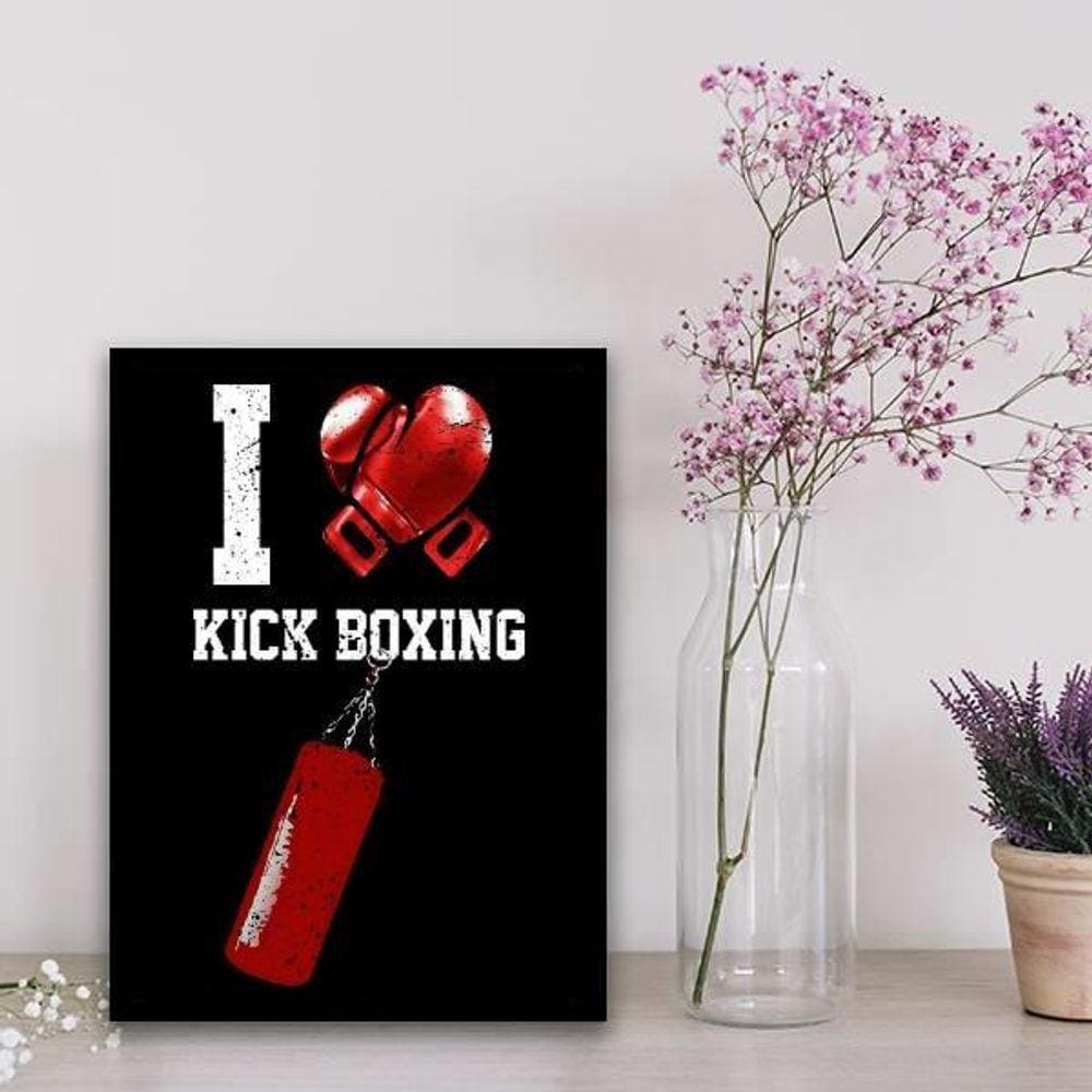 Quadro Decorativo Kick Boxing 33X24Cm - Com Vidro Preta