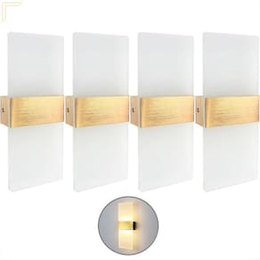 Kit 4 Arandela Dourado Escovado Acrilico Jateado Led 3000K