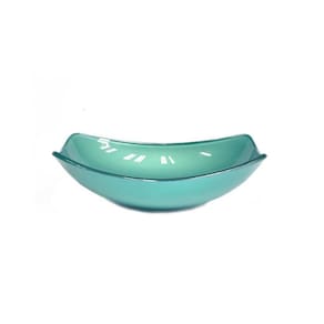 Cuba De Apoio Vidro Oval Chanfrada 51Cm Verde