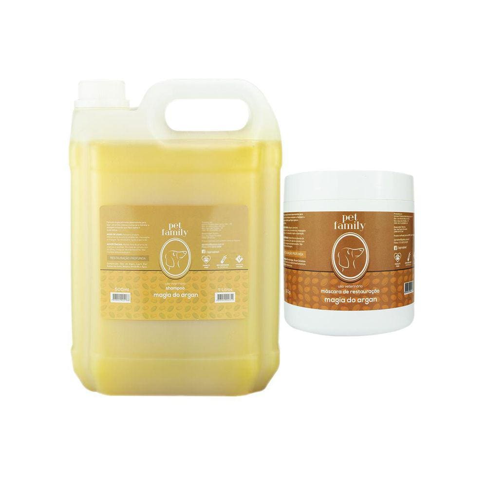 Kit Banho Pra Cães E Gatos Shampoo 5L + Máscara Argan 500G
