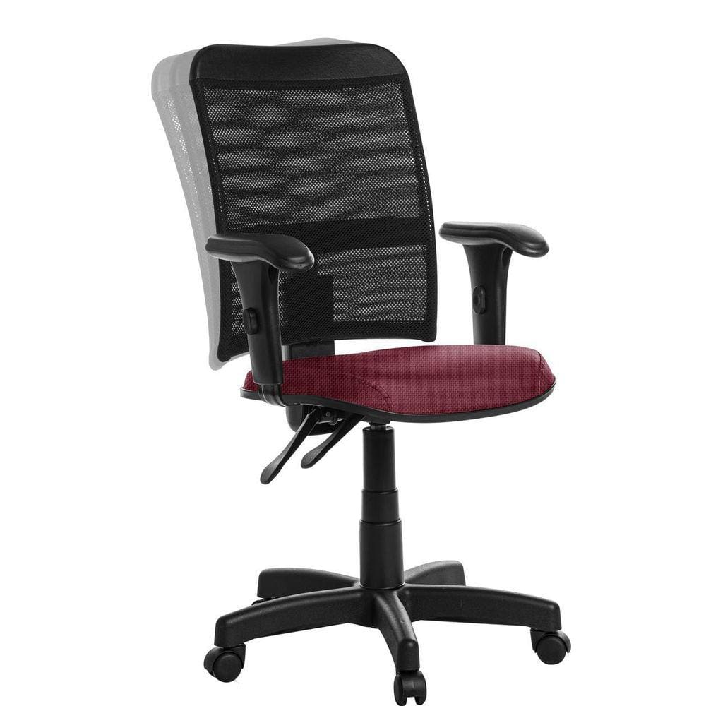 Cadeira De Escritório Ergonômica Tela Com Braço Bordô Rj