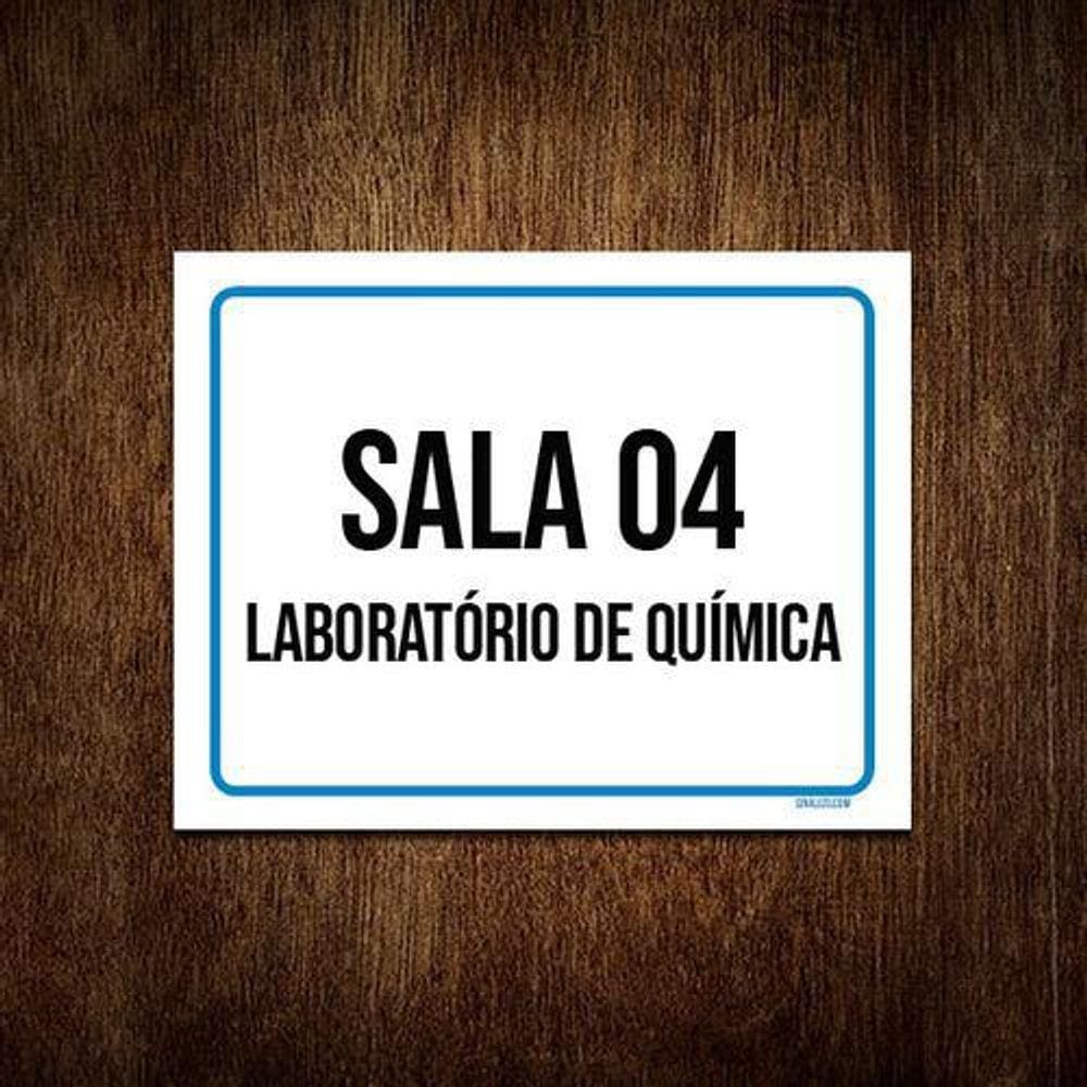 Placa Sinalização Sala 4 Laboratório De Química 18x23cm 5un