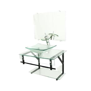 Gabinete De Vidro 60Cm Apx Com Cuba Quadrada - Incolor