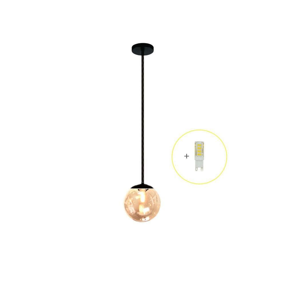 Pendente Preto Bancada Cozinha Cabeceira De Cama + Led Vi