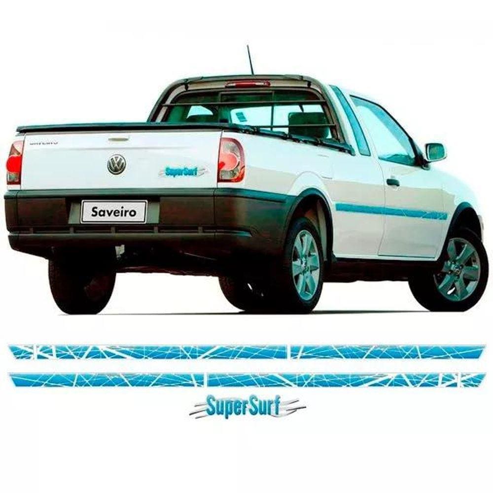 Kit Emblemas Super Surf 2003/2008 Cinza/Azul Saveiro Parati