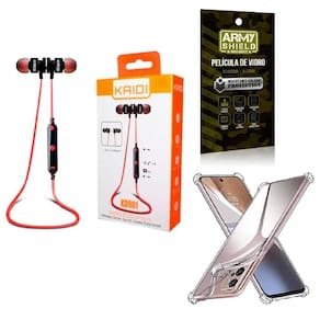Kit Capinha Motorola E22 Fone Esportivo E Película De Vidro