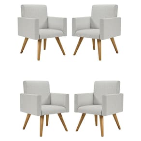 Kit 4 Poltronas Decorativa Cadeira Escritório Recepção Linho