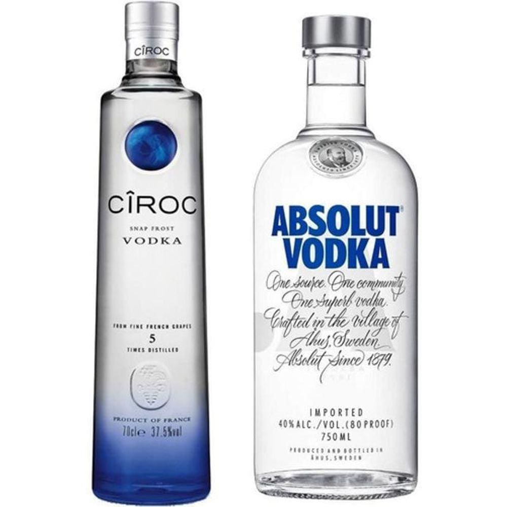 Kit Presente   Vodka Ciroc 750 Ml + Vodka Absolut 750Ml