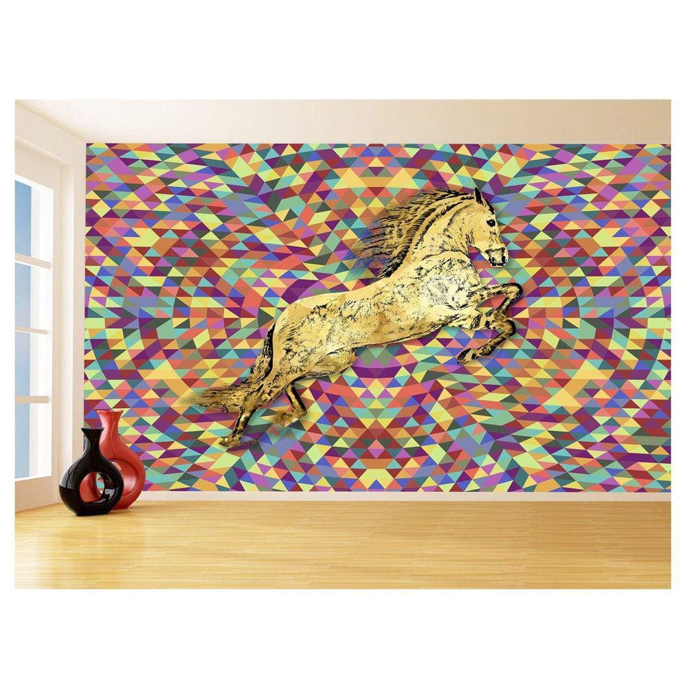 Papel De Parede 3D Animais Pop Art Cavalo Cores 3,5M Pxa300