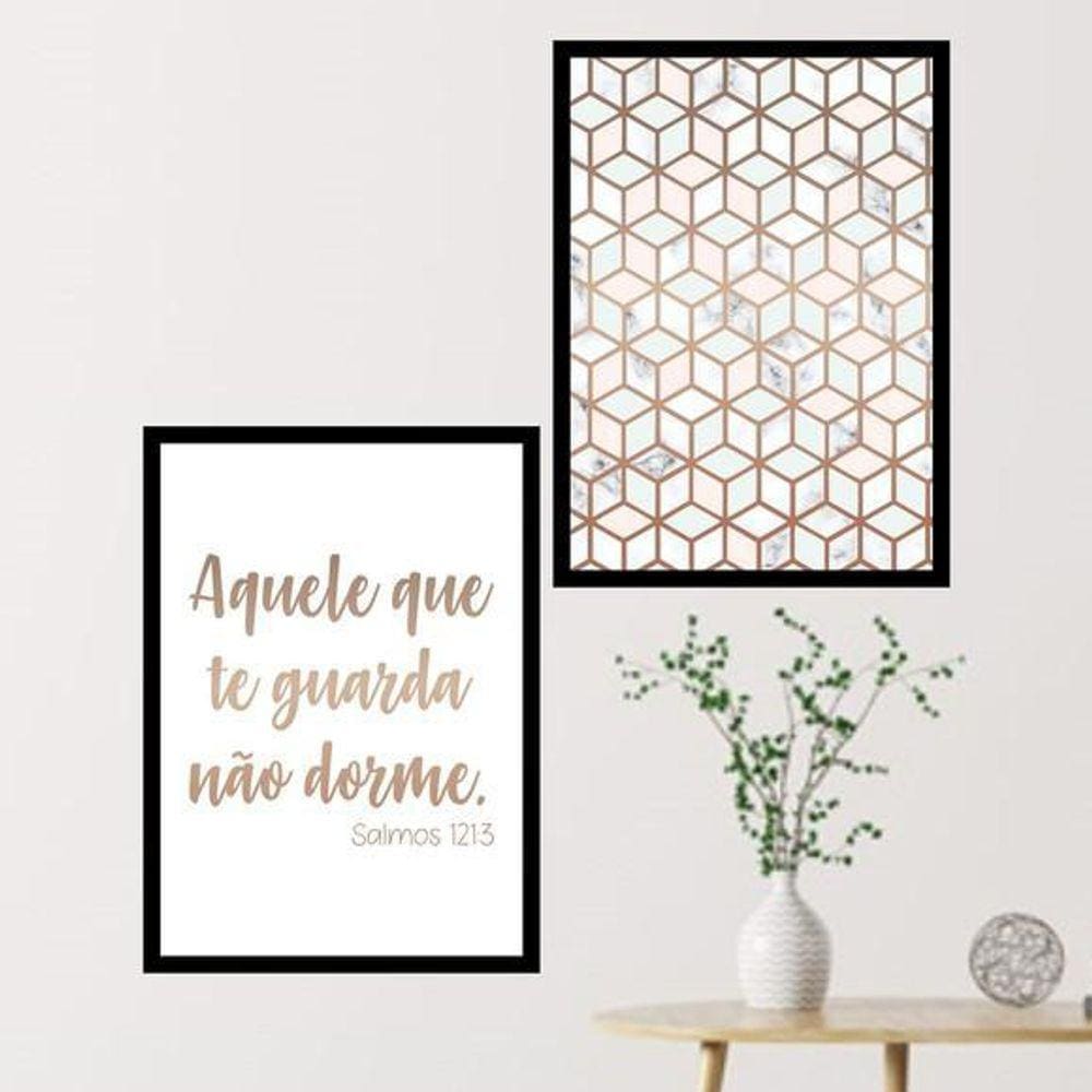 Kit 2 Quadros Decorativos O Que Te Guarda Não Dorme