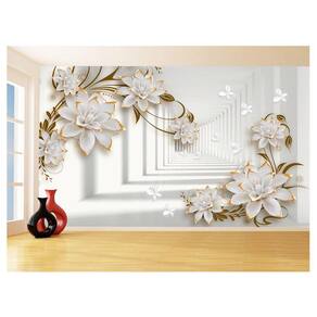 Papel De Parede 3D Floral Textura Sala Flores 3,5M Xfl291