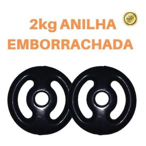 Kit 2 X Anilhas De 2Kg Emborrachada Super Premium Preta
