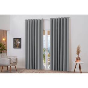Cortina Blackout Oito Metros Cor Cinza Decoração Casa