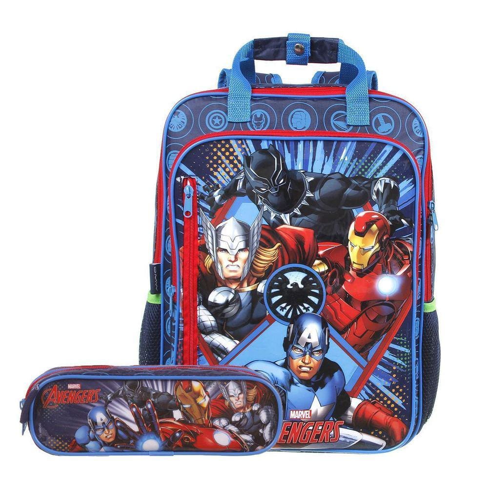 Mochila Costas Avengers Escolar Infantil Com Estojo Duplo