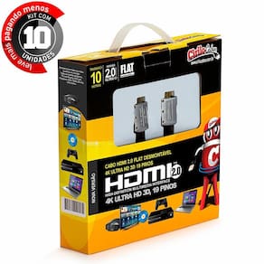 Cabos Hdmi 2.0 Flat Desmontável - 10 Mts Kit Com 10