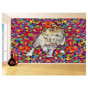 Papel De Parede 3D Animais Pop Art Touro Bull 3,5M Pxa158