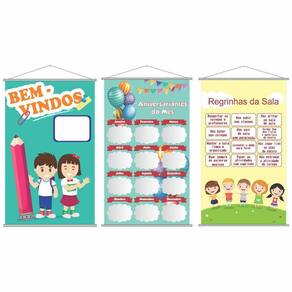 Kit De 3 Banners Escolares Para Decoração De Sala De Aula P