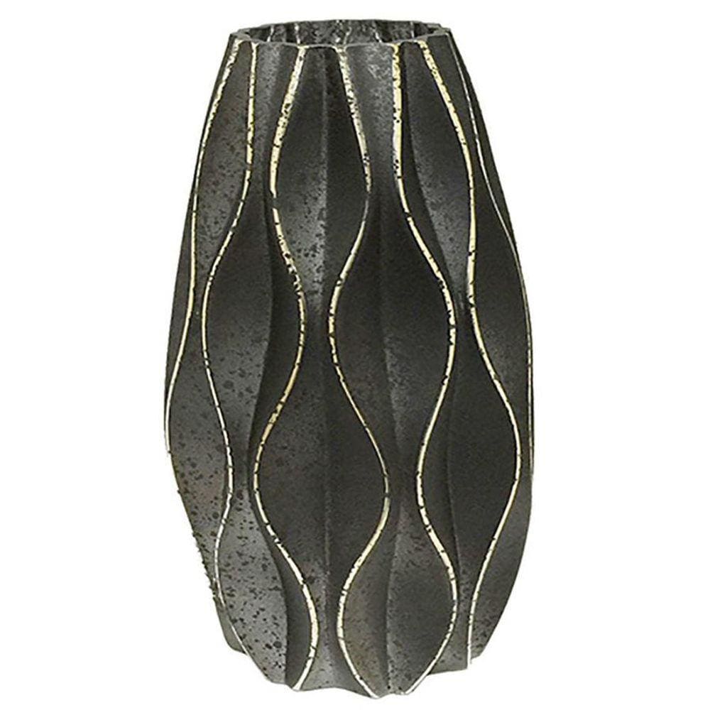 Vaso De Vidro Na Cor Preta 13X23 Cm