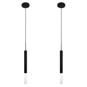 Kit 2 Luminárias Teto Pendente Tubo Difusor Sala Preto Cobre