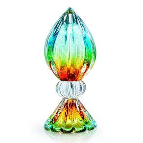 Vaso Pinha Base Cristal Murano Bicolor São Marcos 27Cm - 001