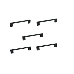 Kit 5 Puxador Preto Fosco Il 950 Metal 96Mm Com Parafusos