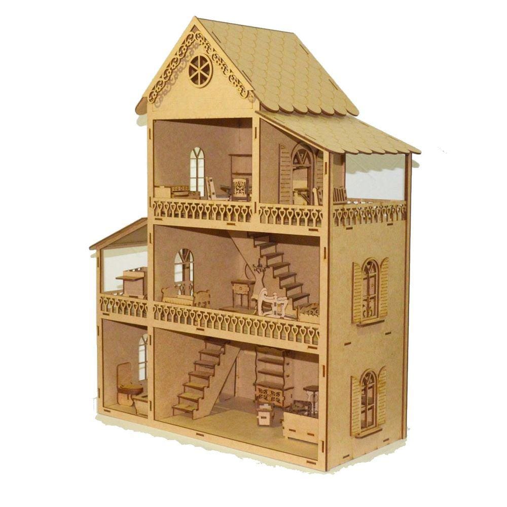 Casa Casinha Grande Da Polly Barbie + 28 Mini Móveis_b em Promoção