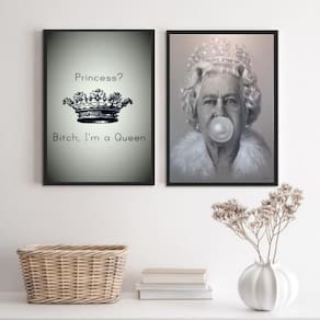 Kit 2 Quadros Im A Queen 33X24Cm - Com Vidro Moldura Preta
