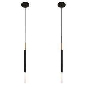 Kit 2 Luminárias Pendente Teto Tubo Difusor Mesa Preto Cobre