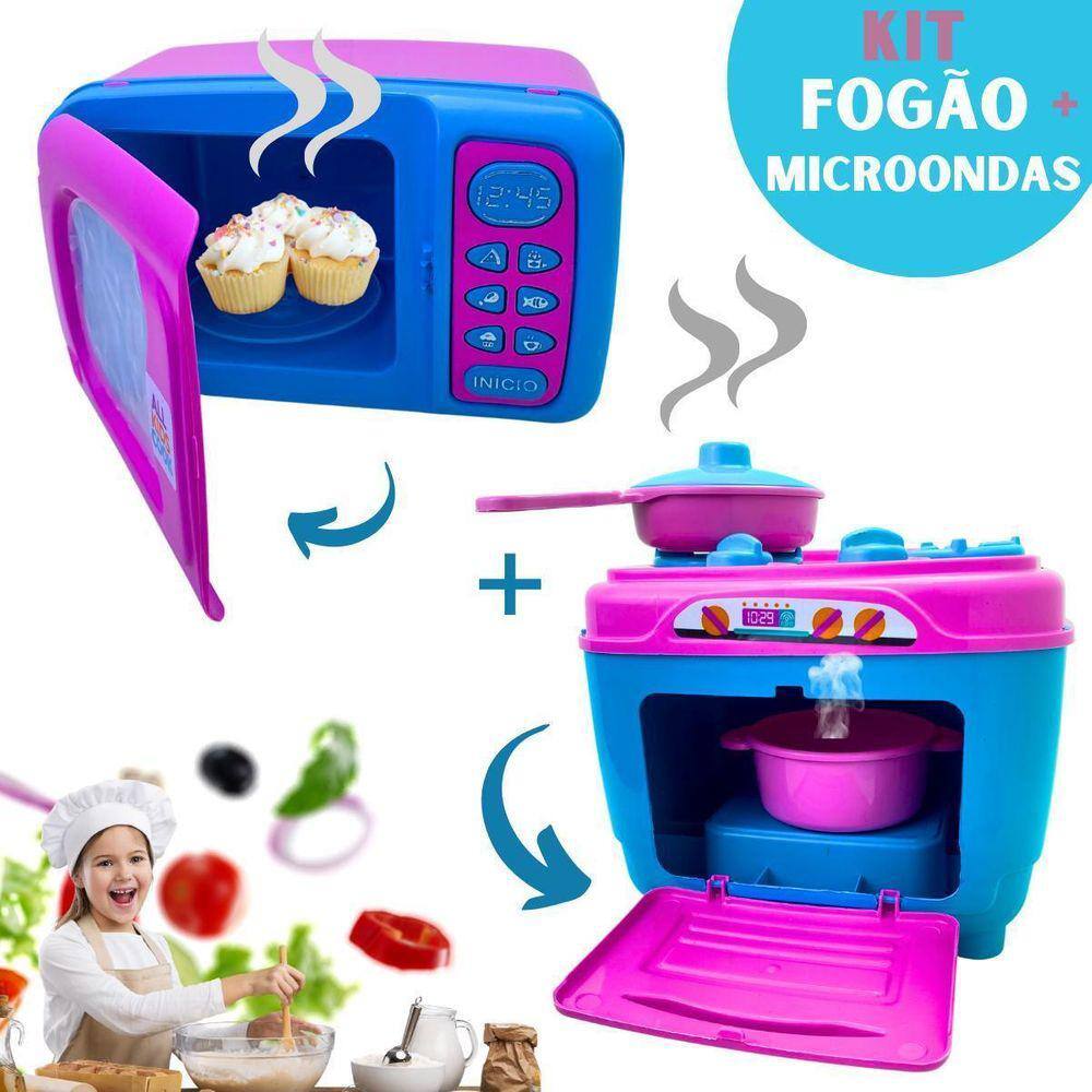 Menina Cozinha Infantil Eletro Jogo Panela Microondas 18pç - Click Compras  Na Internet®