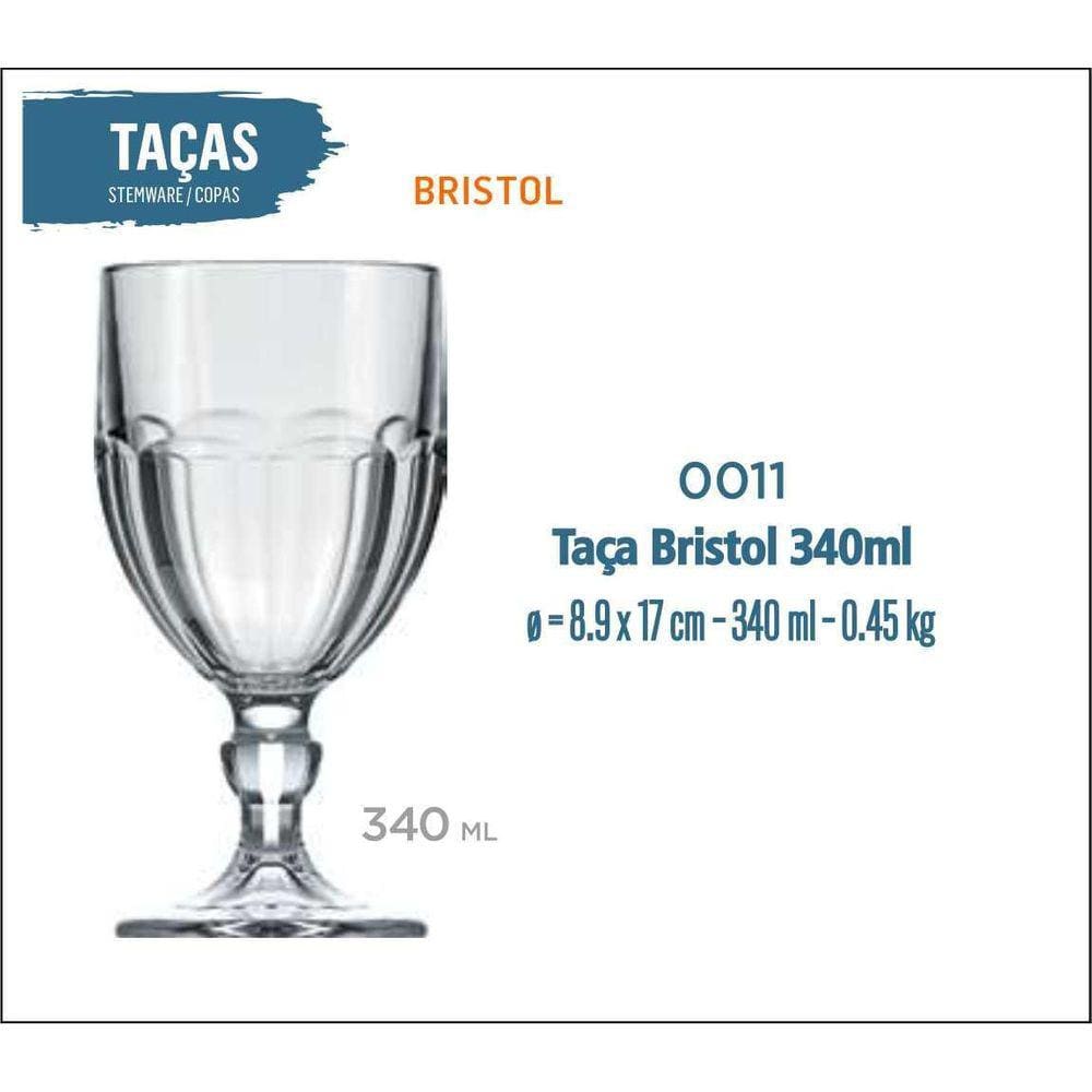 06 Taças Bristol 340Ml - Vinho
