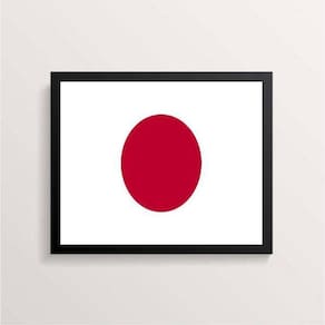 Quadro Decorativo Bandeira Japão 33X24Cm - Com Vidro