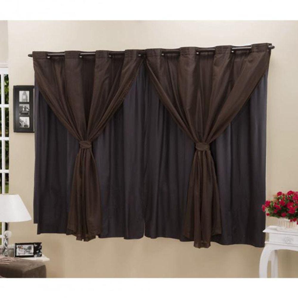 Cortina Blackout Pvc Com Tecido Voil 2,80 M X 1,60 M Tabaco