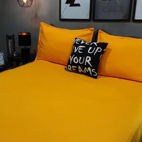 Lençol Com Elástico Casal Comum 4 Un Amarelo Com Almofada