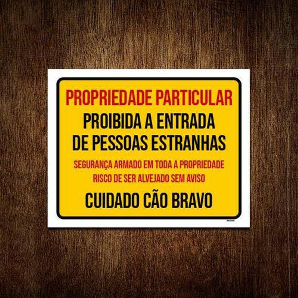 Kit 5 Placas Proibida Entrada Risco Alvejado Cão Bravo