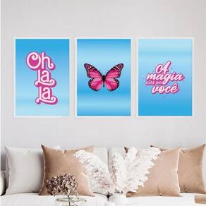 Kit 3 Quadros Ohlala- A Magia Está Em Você 33X24Cm Branca